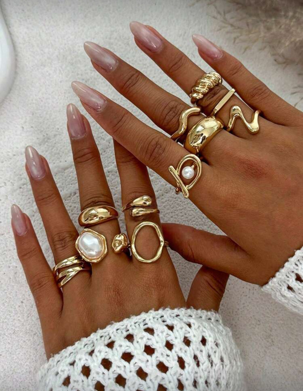 11 pieces de bagues vintage géométrique