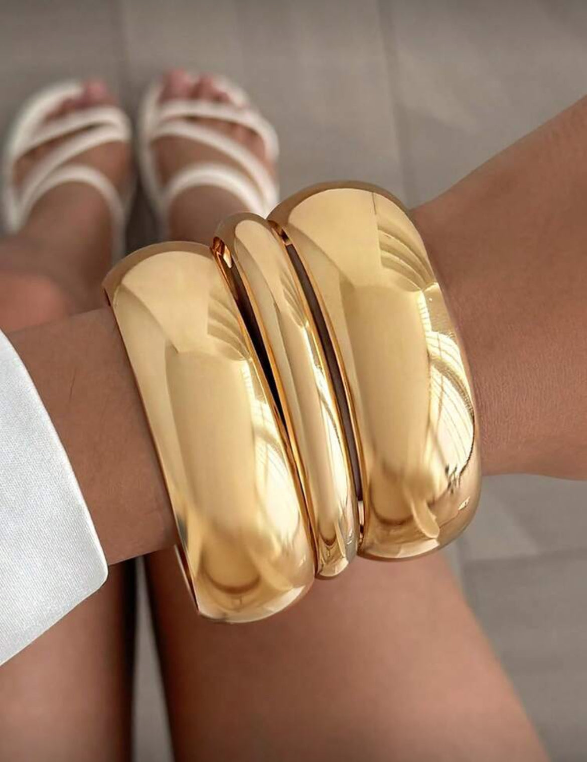 3 pieces de bracelet doré