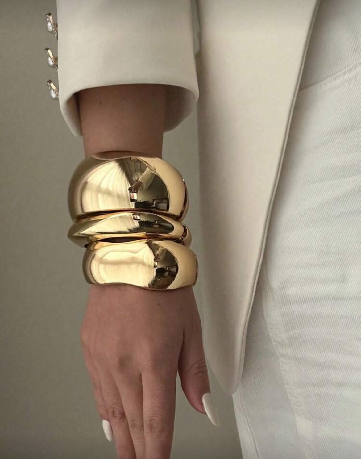 3 pieces bracelets asymmetriquement exagéré