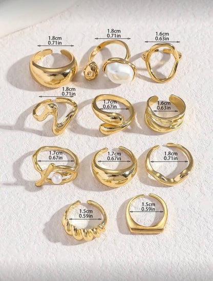 11 pieces de bagues vintage géométrique