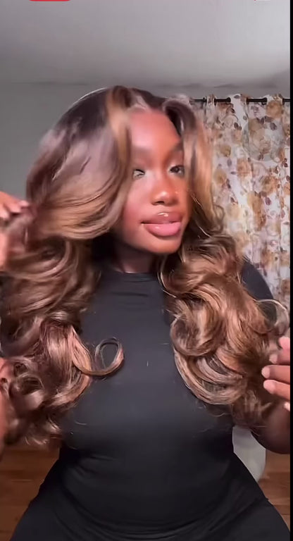 Perruque synthétique balayage chocolate volume + layers